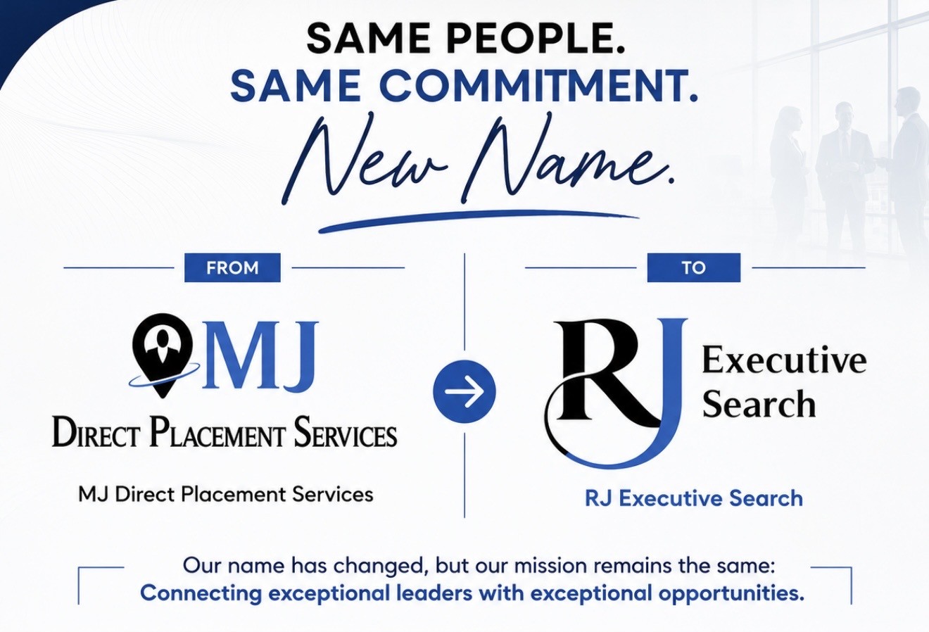 MJ Direct Placement Services rebrand announcement to RJ Executive Search